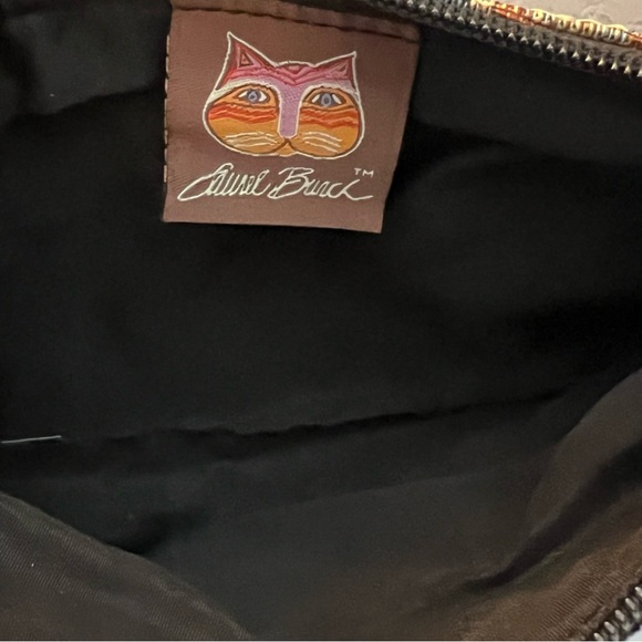 Laurel Burch Feline Black Colorful Cats Tapestry Zipper  Cosmetic Bag - Picture 6 of 6